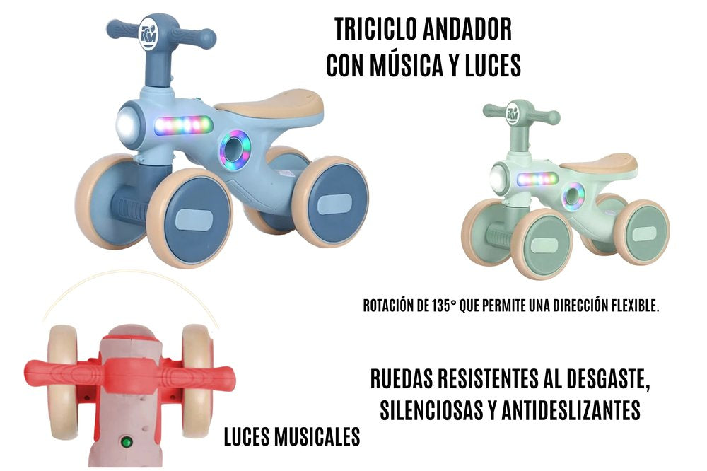 Triciclo andador rotación 135°